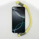 Pasztellsárga Rövid Telefonpánt Csuklóra Fekete-Fehér Mintával