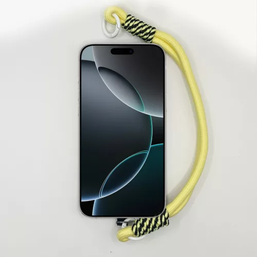 Pasztellsárga Rövid Telefonpánt Csuklóra Fekete-Fehér Mintával