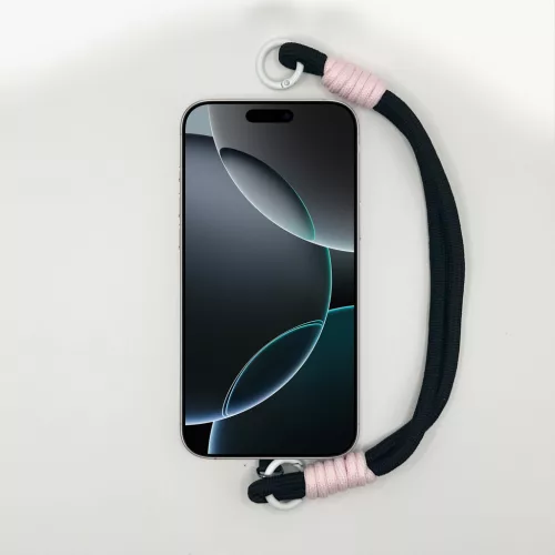 Fekete és Púderrózsaszín Rövid Telefonpánt Csuklóra