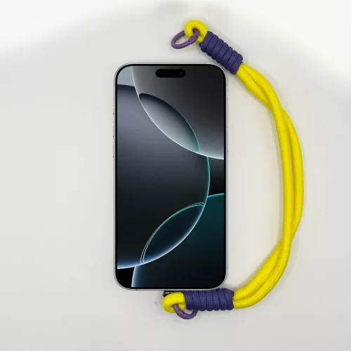 Élénksárga és Sötétlila Rövid Telefonpánt Csuklóra