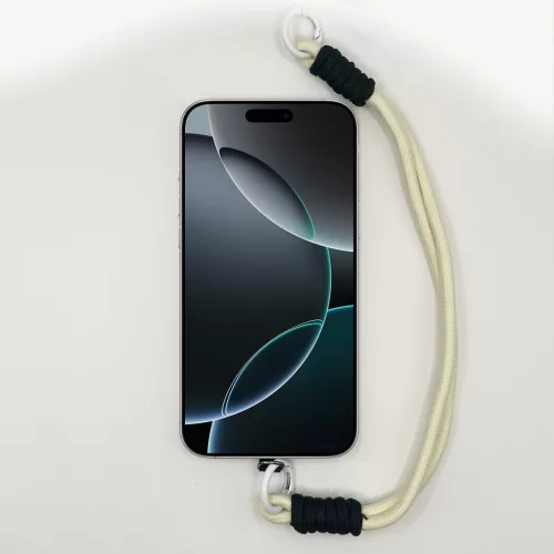 Krémfehér és Fekete Rövid Telefonpánt Csuklóra