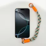 Tarka Szövésű Rövid Telefonpánt Csuklóra Narancs Díszítéssel