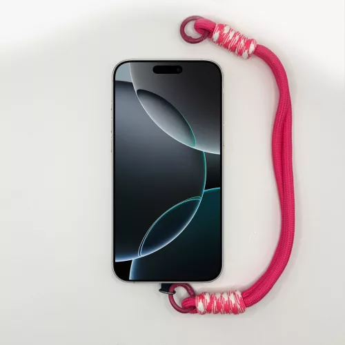 Magenta Rövid Telefonpánt Csuklóra Rózsaszín-Fehér Díszítéssel