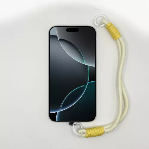 Krémfehér és Napsárga Rövid Telefonpánt Csuklóra