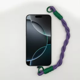 Lila és Smaragdzöld Fonott Rövid Telefonpánt Csuklóra