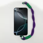 Sötét Lila és Smaragdzöld Fonott Rövid Telefonpánt Csuklóra