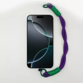   Sötét Lila és Smaragdzöld Fonott Rövid Telefonpánt Csuklóra