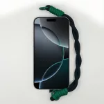 Smaragdzöld és Éjfekete Fonott Rövid Telefonpánt Csuklóra