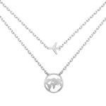 Világutazó ezüst nyaklánc repülővel és földgömbbel