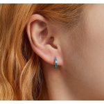 Türkizkék kis karika bepattintós ezüst fülbevaló