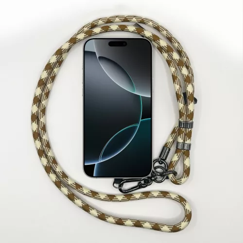 Krém-Barna Szövött - Univerzális Hosszú Telefonpánt Karabinerrel