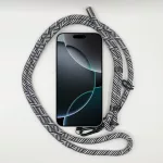 Sötét lila-Fehér Geometrikus - Univerzális Hosszú Telefonpánt Karabinerrel