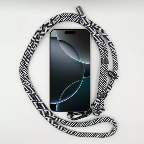 Sötét lila-Fehér Geometrikus - Univerzális Hosszú Telefonpánt Karabinerrel