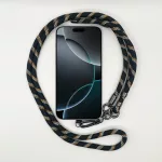 Fekete-Narancs-Fehér Rombuszmintás - Univerzális Hosszú Telefonpánt Karabinerrel