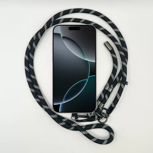 Fekete-Fehér Pöttyös - Univerzális Hosszú Telefonpánt Karabinerrel