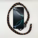 Fekete-Narancs Rombuszmintás - Univerzális Hosszú Telefonpánt Karabinerrel