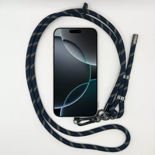 Sötétkék-Homokszín Mintás - Univerzális Hosszú Telefonpánt Karabinerrel