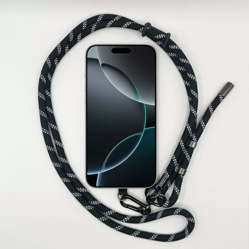 Fekete-Fehér Pöttyös - Univerzális Hosszú Telefonpánt Karabinerrel