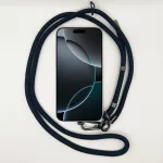 Egyszínű Sötétkék - Univerzális Hosszú Telefonpánt Fekete Karabinerrel