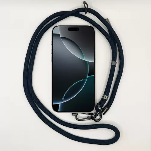 Egyszínű Sötétkék - Univerzális Hosszú Telefonpánt Fekete Karabinerrel