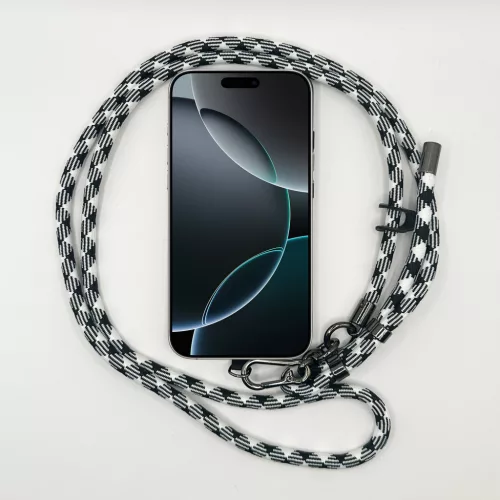 Fekete-Fehér Szövött - Univerzális Hosszú Telefonpánt Karabinerrel