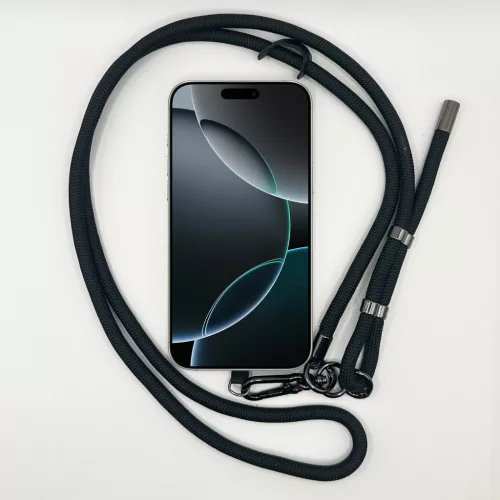 Egyszínű Fekete - Univerzális Hosszú Telefonpánt Fekete Karabinerrel