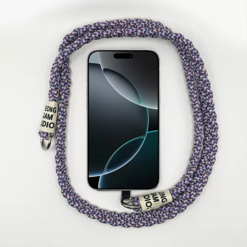 Lila-Kék Mix - Szövegcímkés Fonott Hosszú Telefonpánt