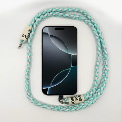 Menta-Rózsaszín - Szövegcímkés Fonott Hosszú Telefonpánt