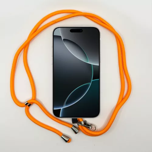 Egyszínű Élénk Narancs - Univerzális Hosszú Telefonpánt Karabinerrel