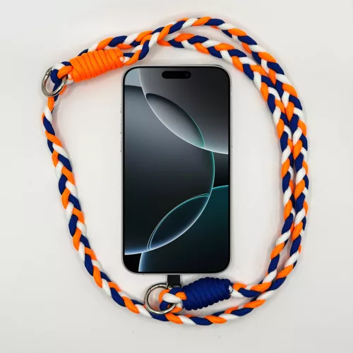 Narancs-Kék-Fehér - Fonott Hosszú Telefonpánt