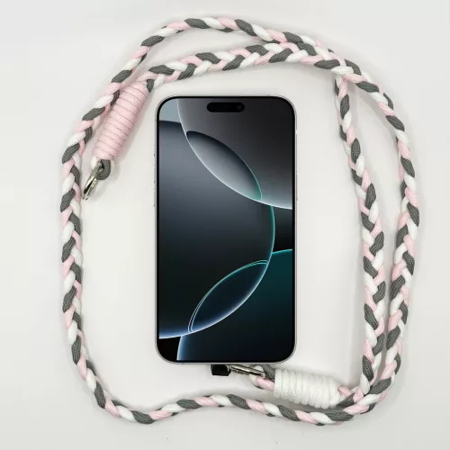 Púder-Szürke-Fehér - Fonott Hosszú Telefonpánt