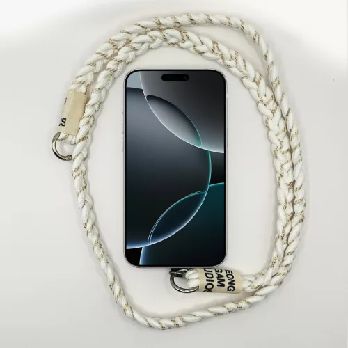 Fehér-Arany - Szövegcímkés Fonott Hosszú Telefonpánt