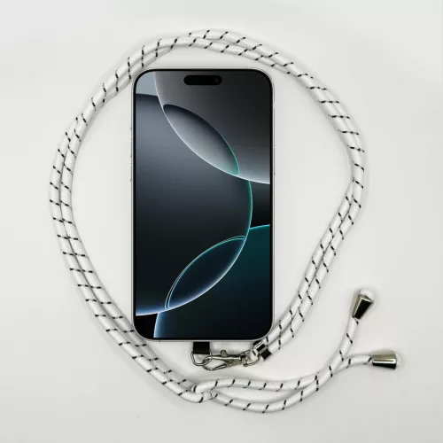 Fehér-Fekete Szaggatott - Univerzális Hosszú Telefonpánt Karabineres