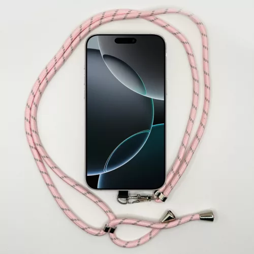 Rózsaszín-Szürke Szaggatott - Univerzális Hosszú Telefonpánt Karabinerrel