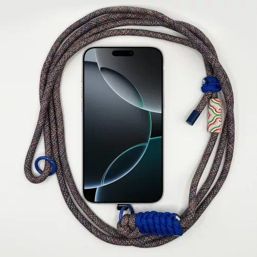 Földszínű Bohém Kék Díszítéssel - Állítható Hosszú Telefonpánt