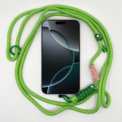 Limezöld Bohém Sötétzöld Díszítéssel - Állítható Hosszú Telefonpánt