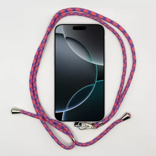 Pink-Lila Mintás - Univerzális Hosszú Telefonpánt Karabinerrel