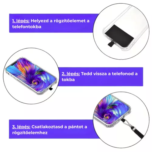 Univerzális Rögzítő Lapka Telefonpánthoz - Fekete