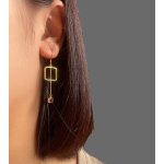 Négyzetes Harmónia - Ametiszt Lila Köves Aranyozott Ezüst Ékszerszett (Nyaklánc és Fülbevaló)