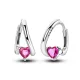 Pink Szíves Íves Ezüst Fülbevaló