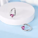 Pink Szíves Íves Ezüst Fülbevaló