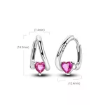 Pink Szíves Íves Ezüst Fülbevaló