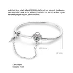 Pink Szíves Lakat Ezüst Karkötő - 18 cm