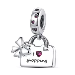 „I Love Shopping” Ezüst Függő Charm