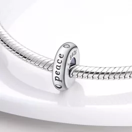 Peace feliratos Stopper szilikonos ezüst charm 1 db