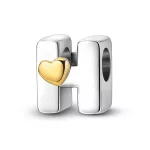 Arany színű Szíves H Betű Ezüst Charm