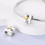 Arany színű Szíves H Betű Ezüst Charm