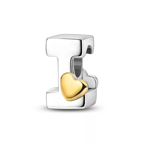 Arany színű Szíves I Betű Ezüst Charm