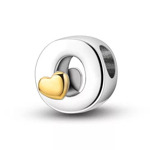 Arany színű Szíves O Betű Ezüst Charm