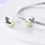 Arany színű Szíves S Betű Ezüst Charm